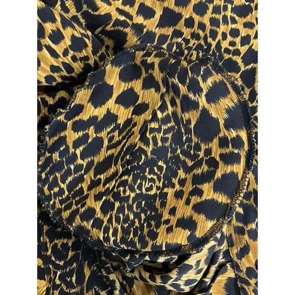 VTG Womens Animal Print Button Up Shirt L Tan Black Retro 90s Cheetah - Picture 3 of 6